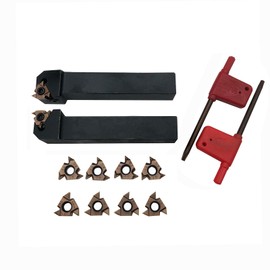 Zouzmin Lather Threading Tool Bit Set External Internal Threading Boring Bars Turning Tool Holders with 11IR AG60 16ER 16IR AG60 Carbide Threading Inserts (2pcs 5/8 Holders + 16ER IR AG55)