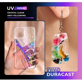 DURACAST Resina UV (100 g) transparente, dureza reforzada, curado por último rayo, anti-amarilleo, fabricación de joyas, colgantes, modelos y manualidades