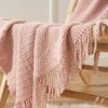 BATTILO HOME Pink Knitted Throw Blanket Textured Solid Sofa Couch