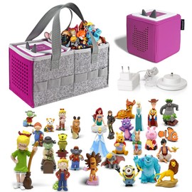 Pinson Carrying Case for Toniebox Starter Set and Tonies Figurines, Travel Felt Cloth Musical Toy Folding Bag for Toniebox Accessories (Purple)