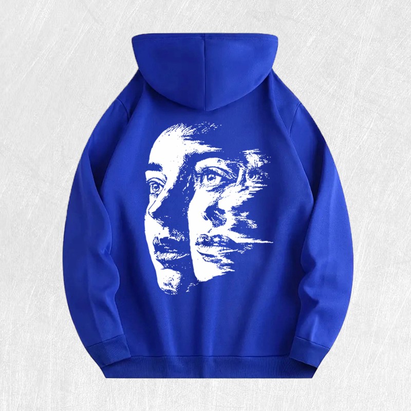Abstract Face Graphic Hoodie 100% Cotton US Warehouse 6 ColorsColor: