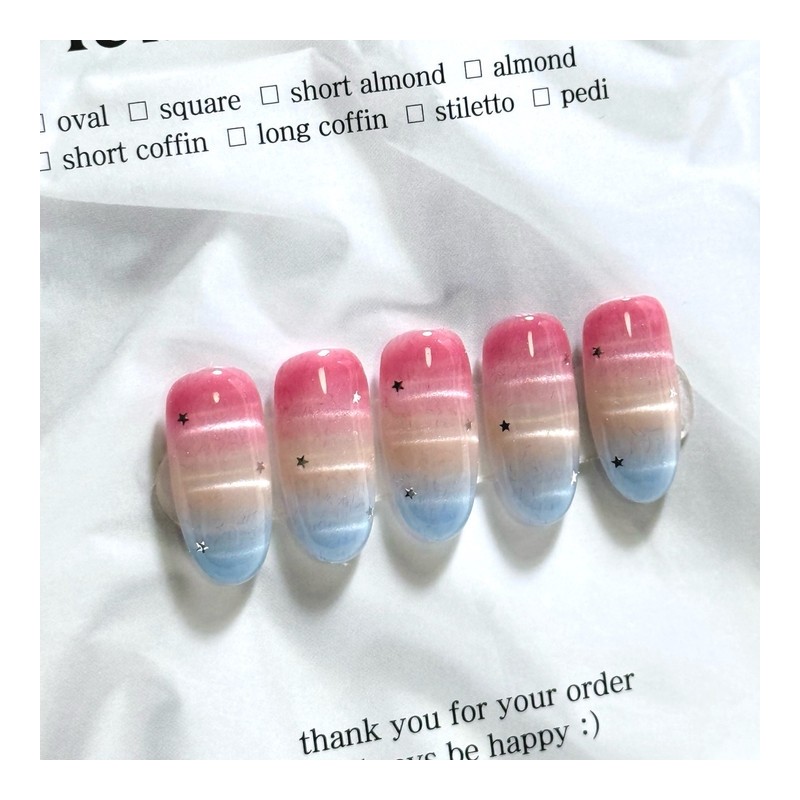 Magnetic Barcode Handmade Nail Tips - Short Square / 자석