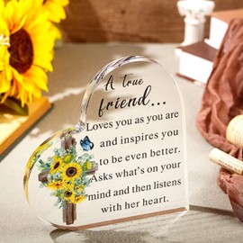 Yulejo Christian Gifts Birthday Friendship Gifts with Quotes A Friend Is God's Way of Proving He Doesn't Want Us to Walk Alone, 6 x 6 x 0.6 Inch(Elegant Style)