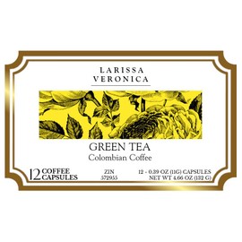 Green Tea Colombian Coffee (Single Serve K-Cup Pods) (Gourmet, Naturally Flavored, Whole Coffee Beans) (12 pods, ZIN: 572955) - 2 Pack