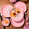 Whitenesser Japanese Ceramic Dinner Plates 7 Inch Pink Plates Set