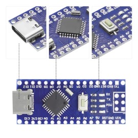 Nano Module with CH340 Microchip, 5V/16MHz Nano Board Compatible with Arduino Nano (Type C Port)