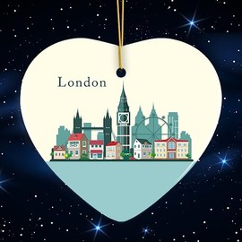 London Ornament, England Landmark Christmas Decoration (Heart)