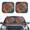 2 Piece Car Windshield Sun Shade Foldable Colorful Spiral Tie