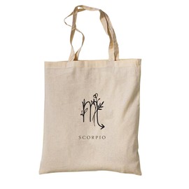 tradercat Jute Bag Printed Vintage Zodiac Sign Scorpio 100% Cotton Fabric Bag Printed Zodiac Signs, Jute Bag Aesthetic Zodiac Signs Jute Bag Scorpio, Natural Beige