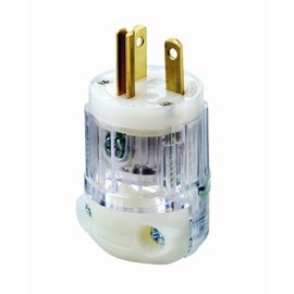 Leviton 20 Amp, 125 Volt, NEMA 5-20P, 2P, 3W, Hospital Grade, Plug, Straight Blade, Grounding, Power Indication, 8315-PLC, Transparent