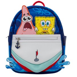 AI ACCESSORY INNOVATIONS SpongeBob Cosplay PU Backpack Purse, 3D Bikini Bottom Shoulder Bag with Epoxy Filled Metal Anchor Charm, 10.5 Inch, Adjustable Straps, Faux Leather