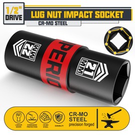 Aiourx 1/2" Drive Lug Nut Impact Socket, 21 x 22 mm Impact Socket, Flip Socket, Thin Wall Nut Socket, Cr-V Steel, Remove Bloated Warped or Damaged Lug Nuts