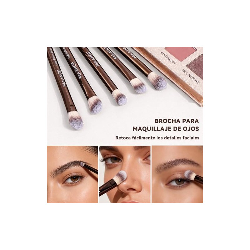 MAANGE 13Pcs Brochas para Maquillaje de Aluminio con Estuche Impermeable