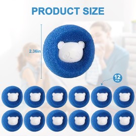 Hshenjhu Pack of 12 Pet Hair Remover Washing Ball Reusable Lint Balls for Washing Machine, Washing Balls Against Animal Hair, Lint Remover Washing Balls for Clothes and Bedding