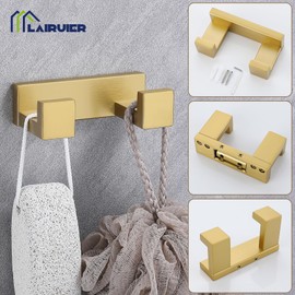 3 Pieces Bathroom Hardware Accessories Set, Set SUS304 Stainless Steel Towel Ring Set Wall Mounted Brushed Gold