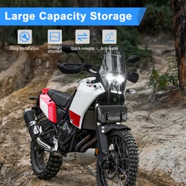 OXMART Motorcycle Tool Handlebar Bag Fork Bag Saddle Bag, Quick Release Buckle Universal Black PU Leather Sissy Bar Side Bag Compatible with Suzuki Honda Kawasaki Yamaha Sportster