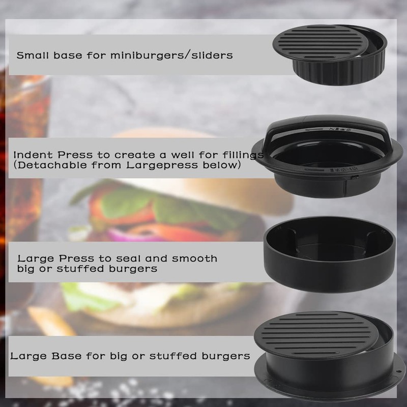 FOCCTS 3 in 1 Hamburger Press, Hamburger Press Patty Maker,