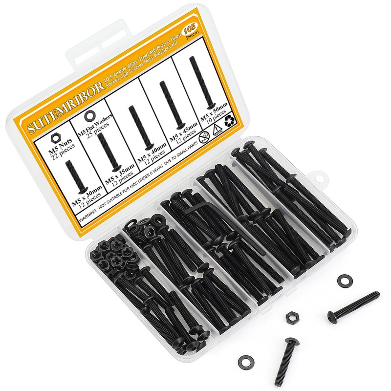 105 Pieces M5 x 30/35/40/45/50mm Button Head Socket Cap Screws