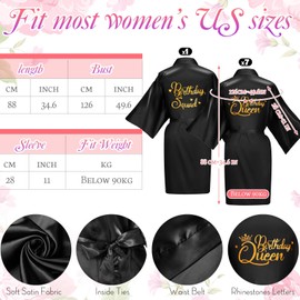 Coume 48 Pcs Women Birthday Robe Birthday Queen Squad Robe Sunglasses Scrunchie Headbands Comb Bag for Spa Party(Black)