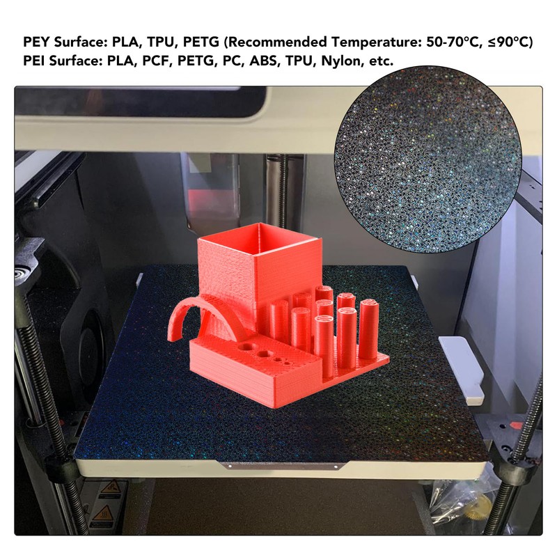 3D Printer Build Plate with Rubber Sheet PEY PEI Texture