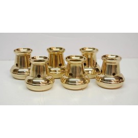 Set of 6 Solid Brass Bove Candle Followers 7/8" (Burner Topper Chaser)