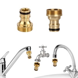 Osuter Pack of 2 Hose Adapters Tap, Universal Tap Connector for Mixer Tap, Adapter Hose Coupling Male Thread Quick Coupling Garden Hose Connection for Garden Kitchen