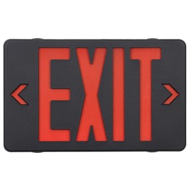 GZRUIYANG Red Exit Sign with Black Housing, LED Emergency Exit Light with Battery Backup, UL Listed, AC 120/277V, Exit Signs with Emergency Lights, Commercial Emergency Lights for Business - 1 Pack
