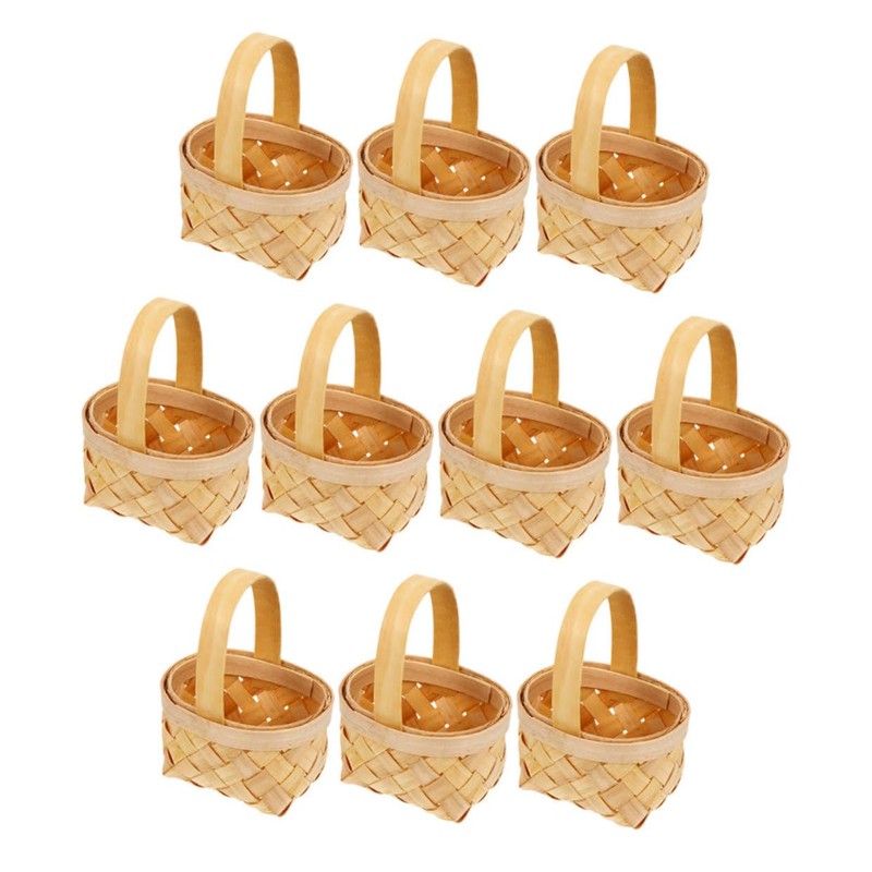 STOBAZA 2sets Tiny Woven Baskets Miniature Flower Baskets Seagrass Wedding