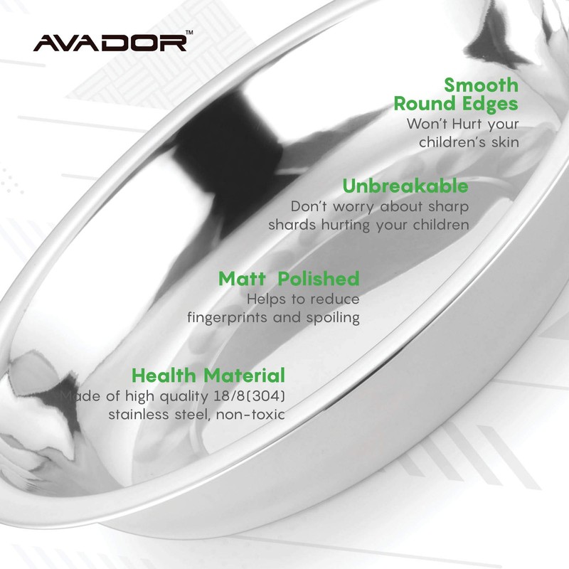 Avador Set of 4 Stainless Steel Camping Plate Set Great