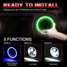 CHUSYYRAY 7 Inch Led Headlight RGB Multi-Color Angel Eye DRL Ring Light For Jeep Wrangler