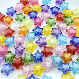 Tingoons 100 PCS 15mm Acrylic Star Beads Loose Spacer Colorful Beads for DIY Craft Jewelry Making Bracelet Necklace Earring Ornament Wind Chimes Key Chains(Multicolor)