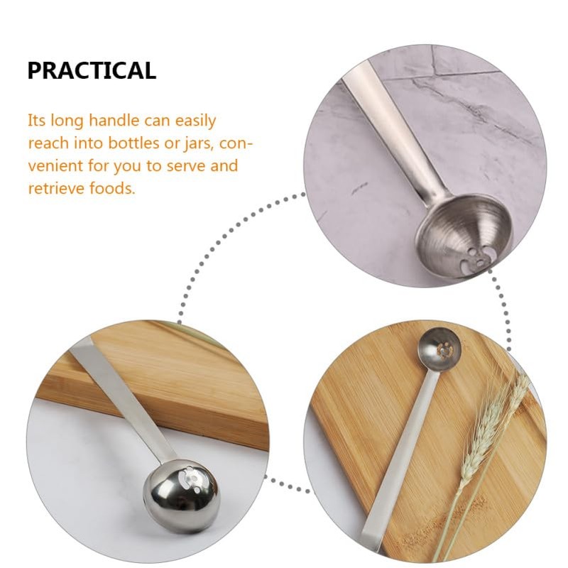 Stainless Steel Olive Spoon Strainer with Long Handle and Drain