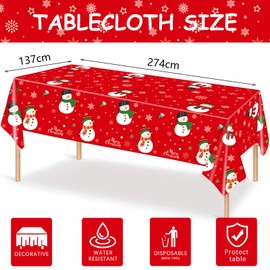 POPOYU Christmas Party Tablecloth,137 * 274cm Large Plastic Xmas Table Cover for Christmas Party,Rectangle Table Cloths Santa Xmas Tablecloth for Winter Holiday Xmas Party Table Decoration Supplies