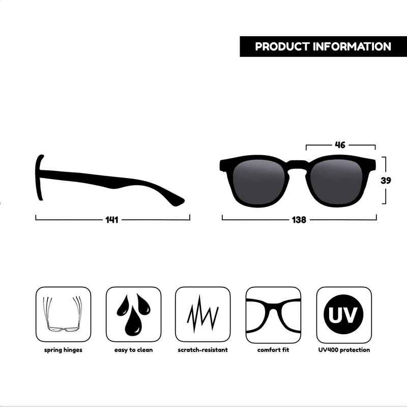 Opulize Bay SS97-26 +3.50 Sunglasses Pack of 2 Cool Thick