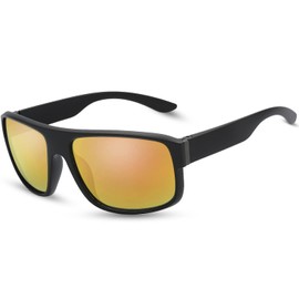 The Fresh Vintage Sunglasses for Men Women Retro Square Sun Glasses (6215RV01 Matte Black, Red Mirror)