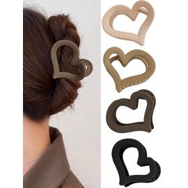 Solid Color Hollow Out Heart Design Hair Claw Clips, 4pcs Fashion All-match Hair Accessories, Cute Lovely Hairwear for Daily Use for Hairstyle Ideas