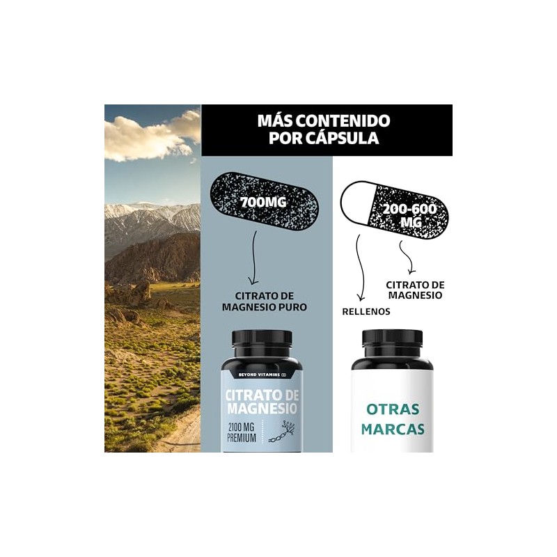 Beyond Vitamins Citrato de Magnesio 2100mg Magnesium Citrate de180 caps