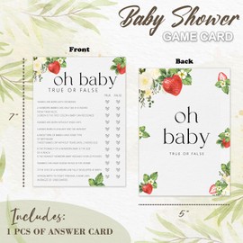 Nuhany Hilarious Baby Shower Games, Oh Baby True or False Game Cards, Strawberry Sweet Party Decorations Favors Ideas -30 pcs, 5x7 in - H01