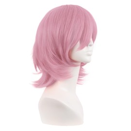 MapofBeauty 14 Inch/35 cm Short Cosplay Wolf Tail Synthetic Side Bangs Party Wig (Rouge Pink)