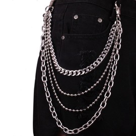 PINKPIN 4 Layered Pants Chain Belt Jeans Pants Chain Pocket Waist Chain Multi-Layer Hip Hop Metal Wallet Chain for Men Women