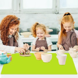 Extra Large Silicone Mat for Kitchen Counter, 31.5x23.6 Silicone Placemats for Kids Non-Stick Table Mat for Dough and Pastry Heat Resistant Mat Countertop Protector, Green
