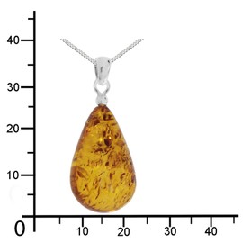 Ostsee-Schmuck Necklace with Pendant - Teardrop Approx. 26 mm Long - Silver 925/000 - Amber, amber, Amber