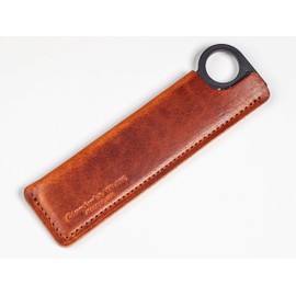 Chicago Comb Model 1 Carbon Fiber Comb + English Tan Horween leather sheath, Made in USA, ultimate pocket and travel comb, ultra smooth strong & light, anti-static, premium American leather sheath