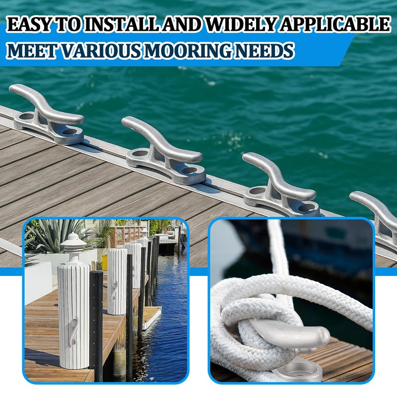 4 Pack S-Style Dock Cleat 10 Inches Aluminum Boat Mooring
