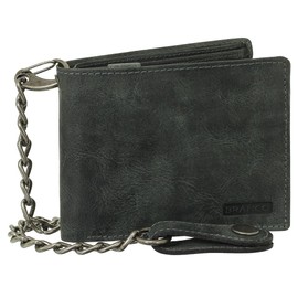 Luxury leather biker purse with chain wallet, 12.5 cm Colours: black, brown and beige., Black