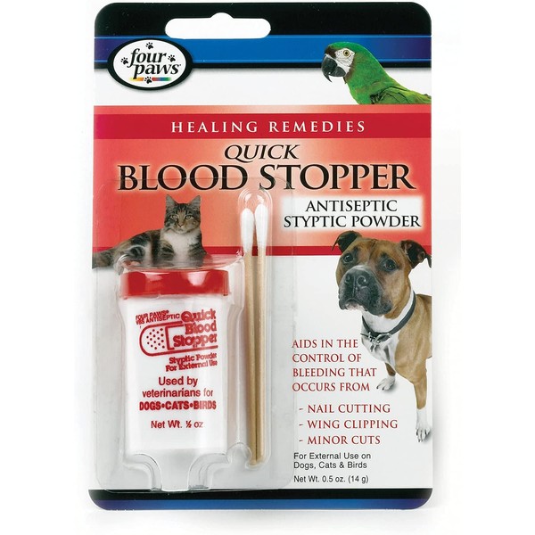 Four-Paws 4 Pack of Quick Blood Stopper Kits, 0.5 Ounces each, Antiseptic Styptic Powder and Swabs for Dogs, Cats and Birds