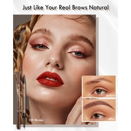 Dual-Ended Liquid Eyebrow Pencil, Ultra Fine Pencil and Four Tip Liquid Eyebrow Pencil for Fast Brow Definition, Microblading Long-Lasting Waterproof Eyebrow Pen-02 Dark Brown