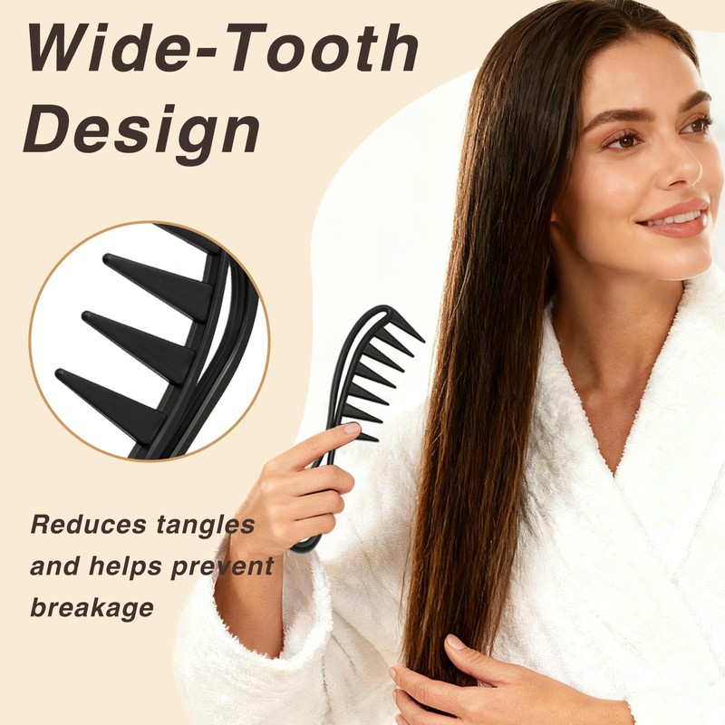 Wide Tooth Curl Comb Set of 4pcs, Classic Comb for