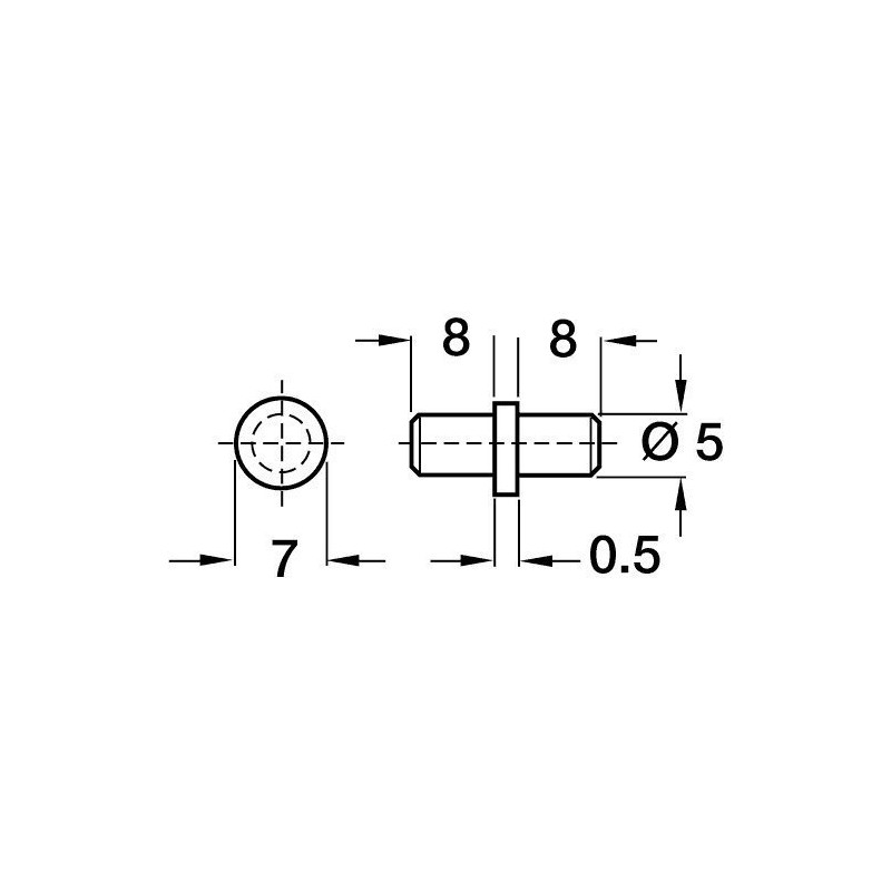 28 x 5 mm Steel Shelf Support Pins (Suki), Steel