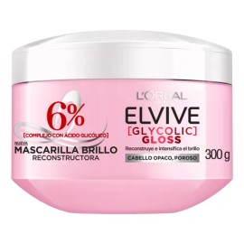 LOréal Paris Mascarilla Capilar Elvive Glycolic Gloss con Ácido Glicólico Dale 3x más brillo a tu cabello, resiste hasta 6 lavadas                    